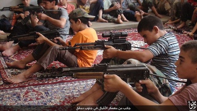 An image of ISIS propaganda during a soldier child training