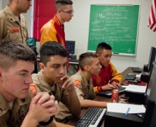 A team of CyberPatriot Marine Military Academy cadets partake in the Cyber Patriot National High School Defense competition, in Harlingen, Texas, on Jan. 14, 2012  Read more: Military Recruiters Have Gone Too Far | TIME.com http://ideas.time.com/2013/09/17/military-recruiters-have-gone-too-far/#ixzz2wKtBez6w